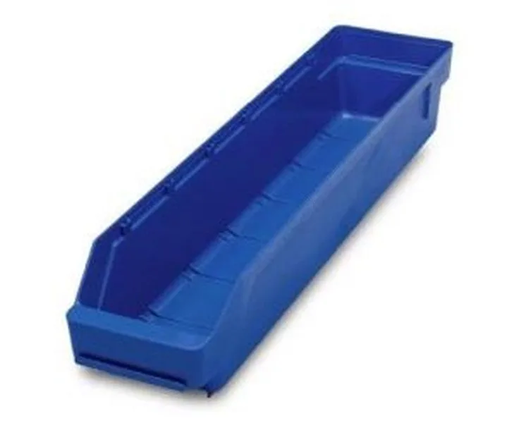 Blauwe stemo kunststof magazijnbak afmetingen:50x18x9,5cm