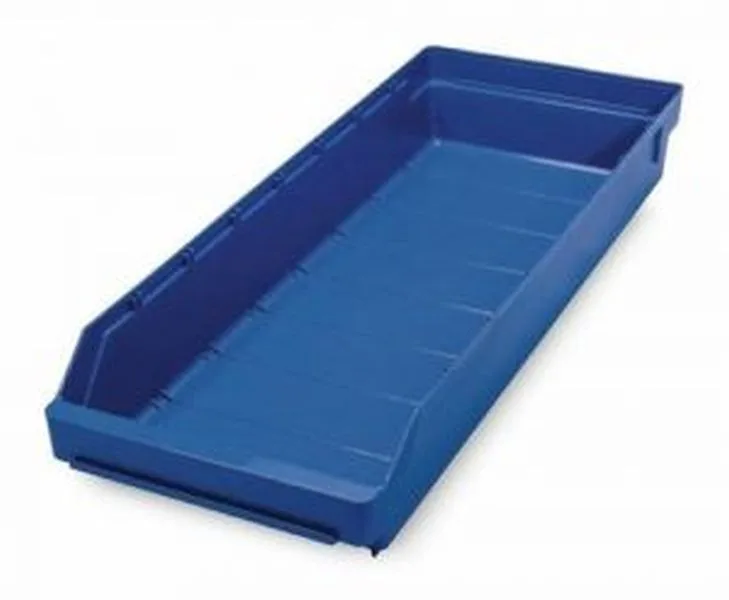 Blauwe stemo kunststof magazijnbak afmetingen:60x12x9,5cm