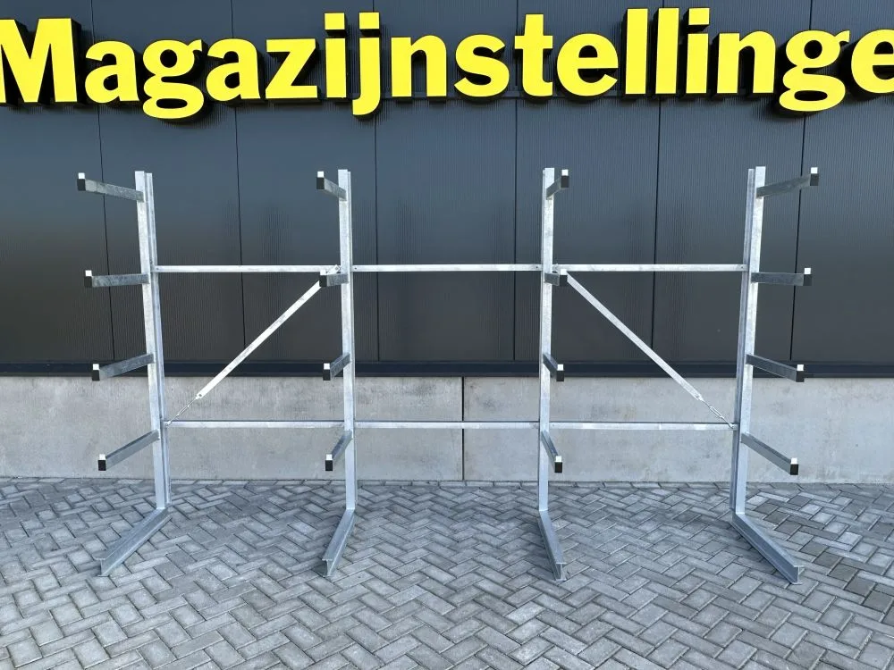 Enkelzijdige draagarmstelling 225 cm hoog IPE 100 - armen 60 cm - lengte 625 cm - verzinkt - Afbeelding 3