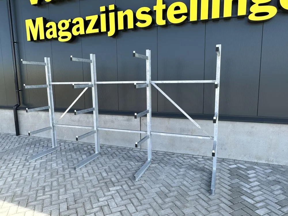 Enkelzijdige draagarmstelling 225 cm hoog IPE 100 - armen 60 cm - lengte 625 cm - verzinkt - Afbeelding 4