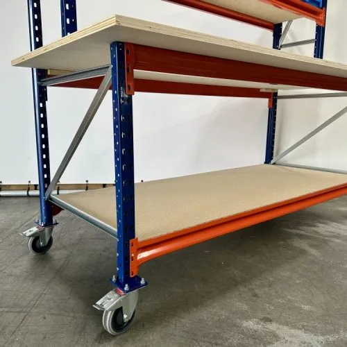 Werkbank inpaktafel met boven opbouw 215x100x95cm / 22 mm blad / incl. 4 zwenkwielen, nieuw - Afbeelding 3