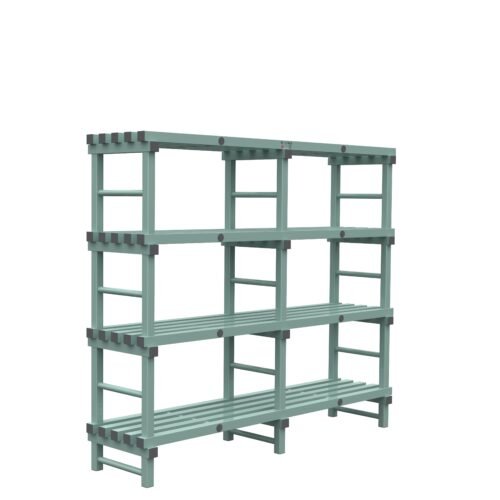 REA kunststof stellingen 175cm hoog - 50cm diep - 200cm lengte 4 lagen