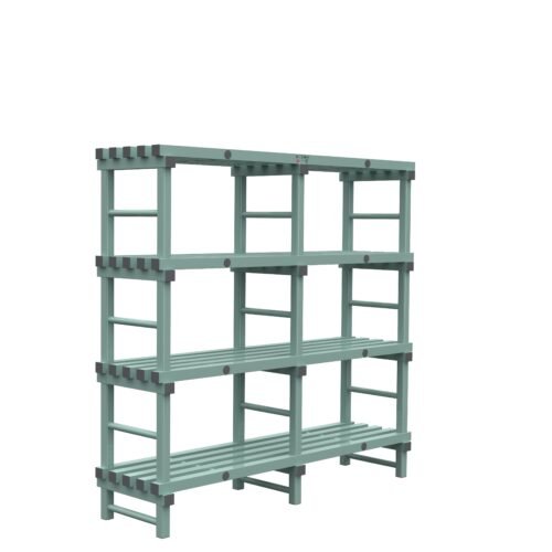 REA kunststof stellingen 175cm hoog - 50cm diep - 180cm lengte 4 lagen