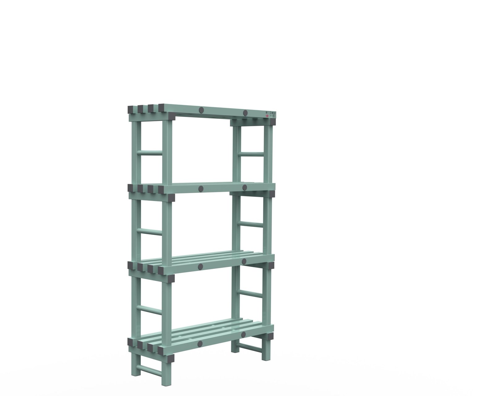 REA kunststof stellingen 175cm hoog - 40cm diep - 100cm lengte 4 lagen