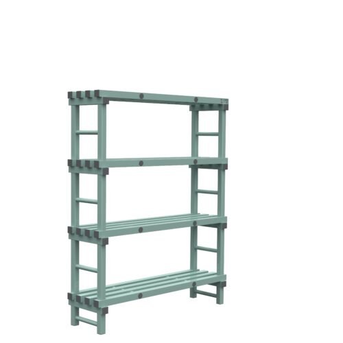 REA kunststof stellingen 175cm hoog - 40cm diep - 140cm lengte 4 lagen