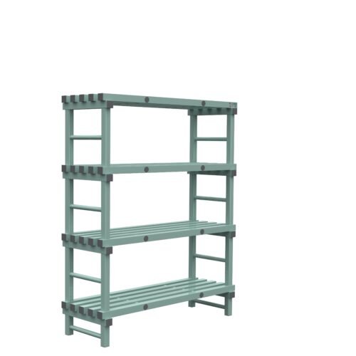 REA kunststof stellingen 175cm hoog - 50cm diep - 140cm lengte 4 lagen